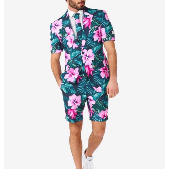 Hawaiian Floral Suit Size US: 42 / Blazer / Shorts Set - Picture 1 of 16